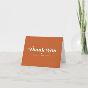 Minimalistisch Burnt Orange Retro Typografie Name  Dankeskarte