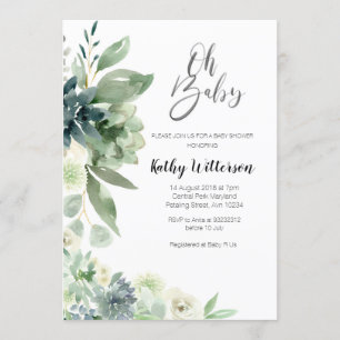 Minimalistisch Cactus Modern Baby Shower Girl Einladung