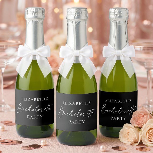 Minimalistisch Calligraphy Ink Bachelorette Black  (Customize to change background color.)