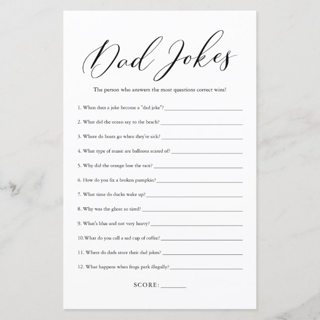 Minimalistisch Calligraphy Vater Jokes Baby Showsp (Vorderseite)