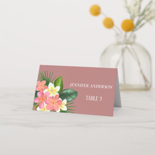 Minimalistisch Canyon Rose Blume Hochzeiten Platzk Platzkarte (Rückseite)