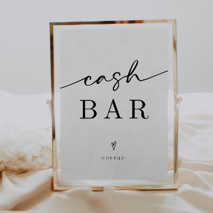Minimalistisch Cash Bar Wedding Sign Poster