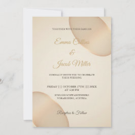 Minimalistisch Champagne Pebble Ivory Wedding Einladung
