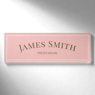 Minimalistisch Champagner Pink Gold Trendy Berufli Namenschild