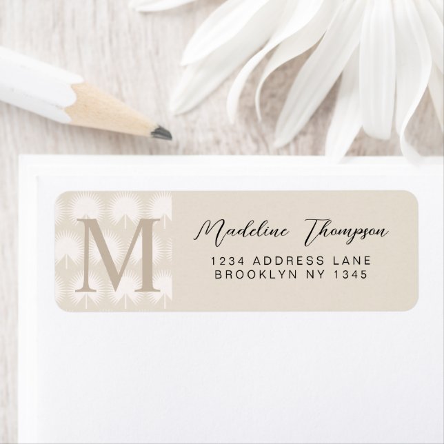 Minimalistisch Chic Beige Anahaw Leaf Script Monog (Insitu)
