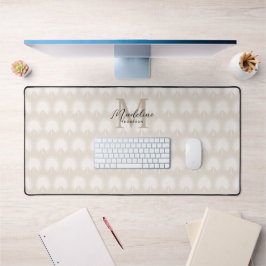 Minimalistisch Chic Beige Anahaw Leaf Script Monog Schreibtischunterlage