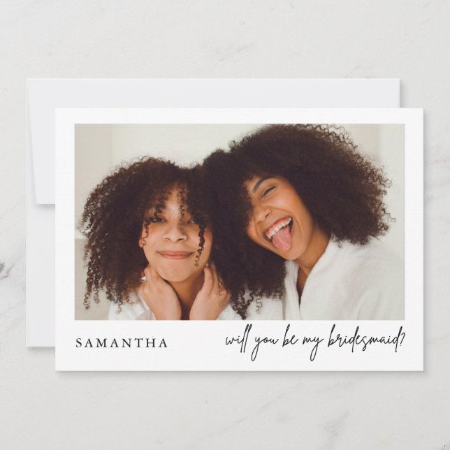 Minimalistisch Chic Black Foto Bridesmaid Vorschla (Vorderseite)