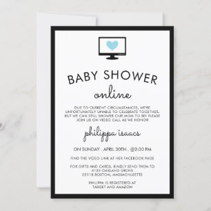 Minimalistisch Chic Blue Virtual Baby Dusche Einladung