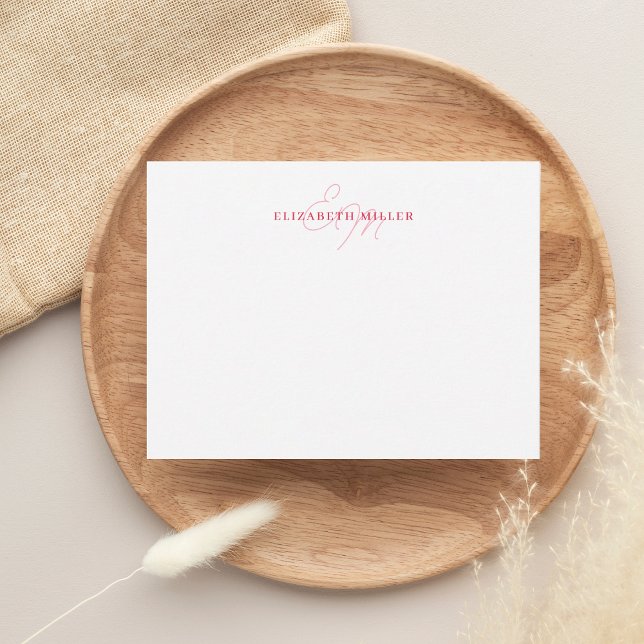 Minimalistisch Chic Blush Pink 2 Script Monorgram Mitteilungskarte (Von Creator hochgeladen)