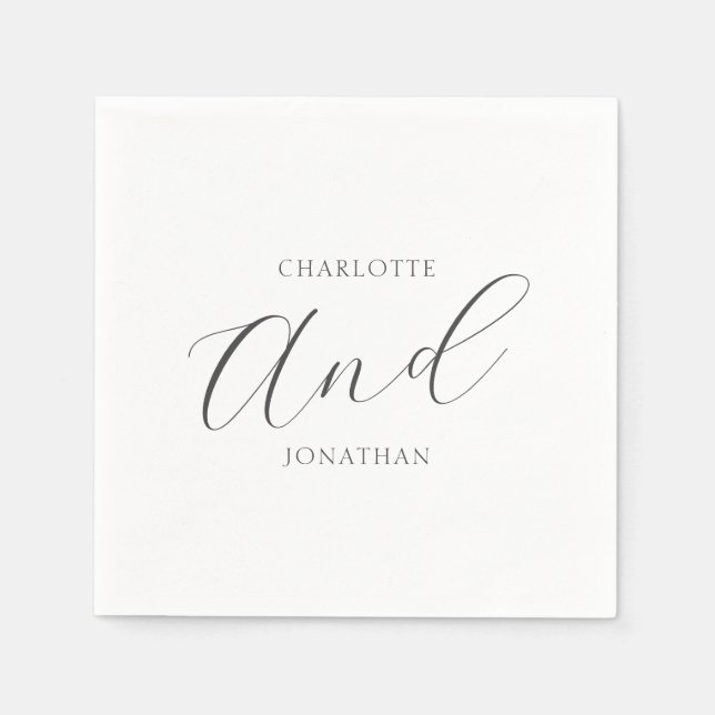 Minimalistisch Chic Elegant Calligraphy Script Wed Serviette (Vorderseite)
