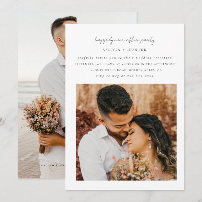 Minimalistisch-Chic-Empfang nur Hochzeitseinladung Einladung (Vorne/Hinten)