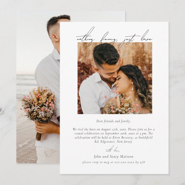 Minimalistisch-Chic-Empfang nur Hochzeitseinladung Einladung (Vorne/Hinten)