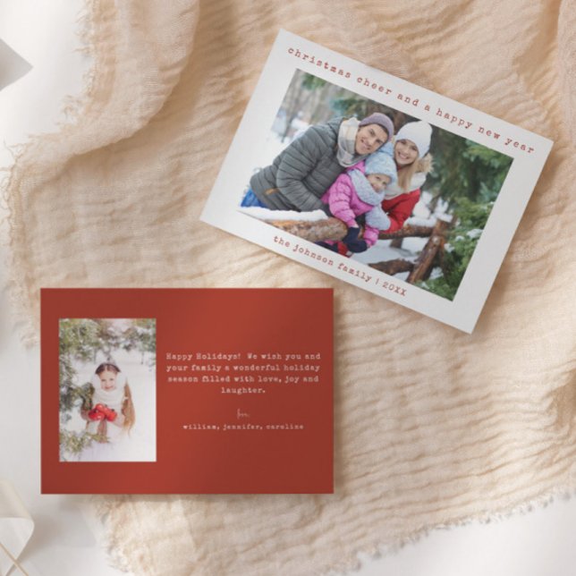 Minimalistisch Chic Family 2 Foto | Weihnachtskart Einladung (Von Creator hochgeladen)