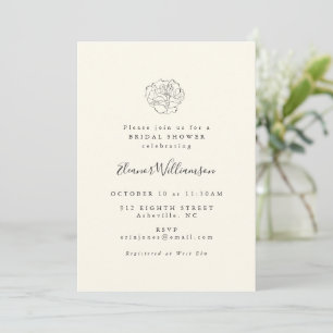 Minimalistisch Chic Floral Zeichnend Boho Brautpar Einladung