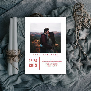Minimalistisch Chic Foto Save the Date Rot