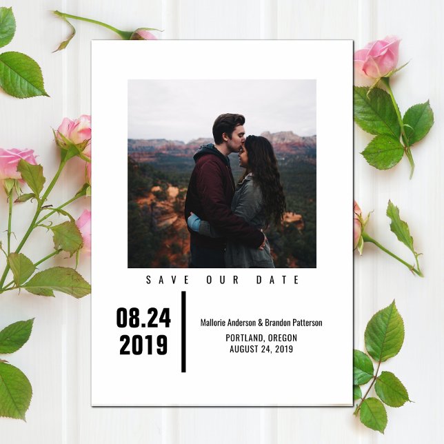 Minimalistisch Chic Foto Save the Date | Schwarz (Minimalist Chic Photo Save the Date - Black)