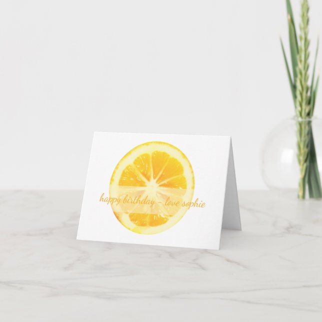 MINIMALISTISCH CHIC FUN YELLOW LEMON FRÜHSTÜCK GEB KARTE (Vorderseite)