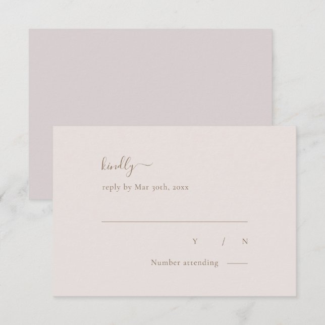 Minimalistisch Chic Gold Blush Einfache Hochzeit RSVP Karte (Vorne/Hinten)