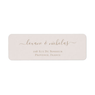 Minimalistisch Chic Gold Blush Wedding Rücksendead