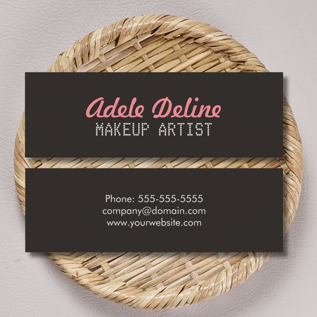 Minimalistisch Chic Gray Pink Makeup Artist Mini Visitenkarte (Von Creator hochgeladen)