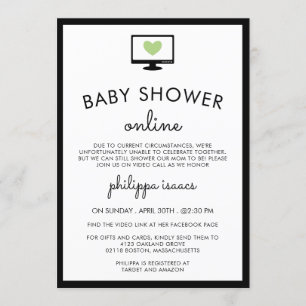 Minimalistisch-Chic-Green-Virtual-Baby-Dusche Einladung