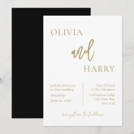 Minimalistisch Chic Hochzeit Einladung Gold Black
