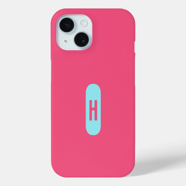Minimalistisch Chic Monogram Pink Blue Case-Mate iPhone Hülle (Rückseite)
