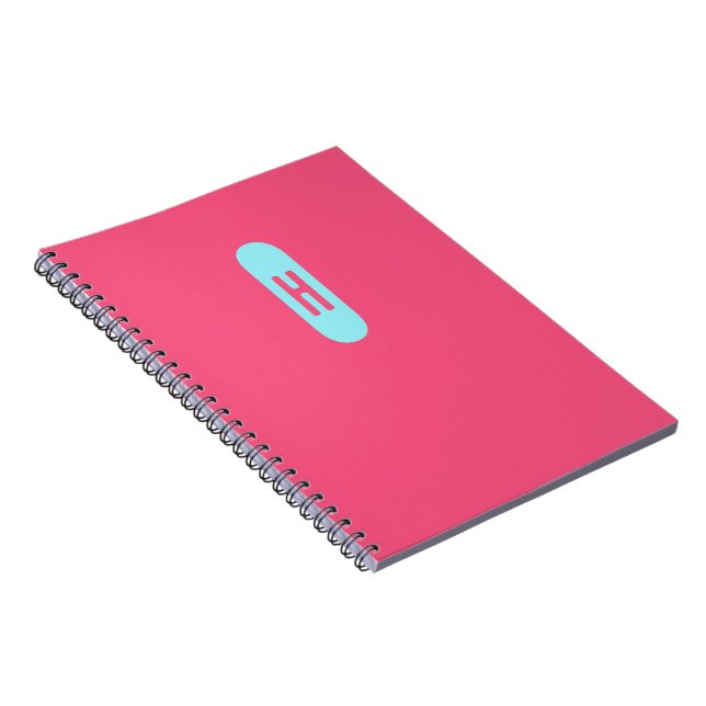 Minimalistisch Chic Monogram Pink Blue Notizblock (Rechte Seite)