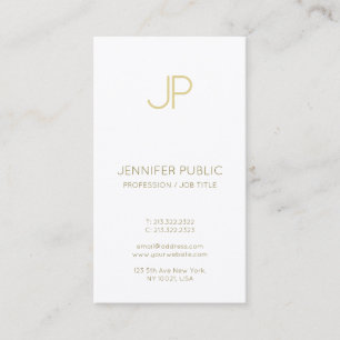 Minimalistisch Chic Monogram Trendy Gold White Lux Visitenkarte