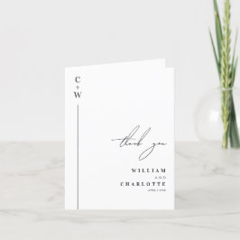Minimalistisch-Chic-Monogramm-Hochzeit Dankeskarte