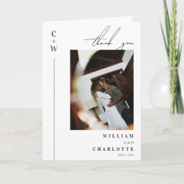 Minimalistisch-Chic-Monogramm-Hochzeit Dankeskarte