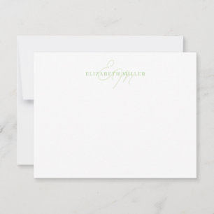 Minimalistisch Chic Pastel Green 2 Script Monorgra Mitteilungskarte