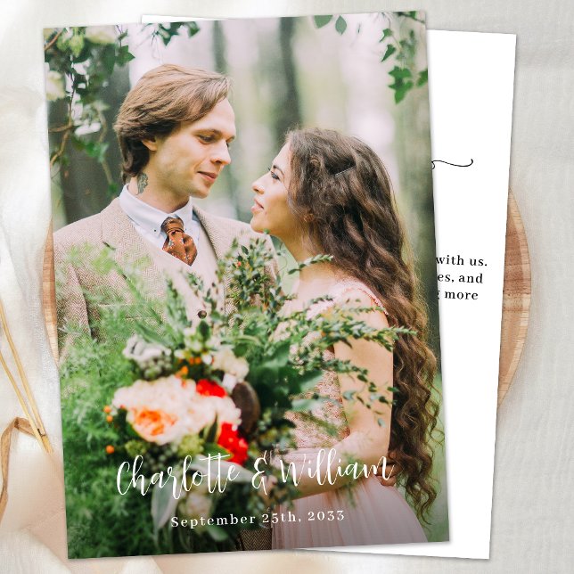 Minimalistisch Chic Personalisiert Simple Foto Wed Dankeskarte (Von Creator hochgeladen)