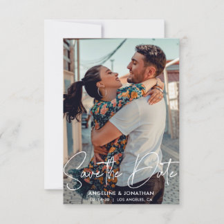 Minimalistisch Chic Save the Date Hochzeit Foto In Einladung