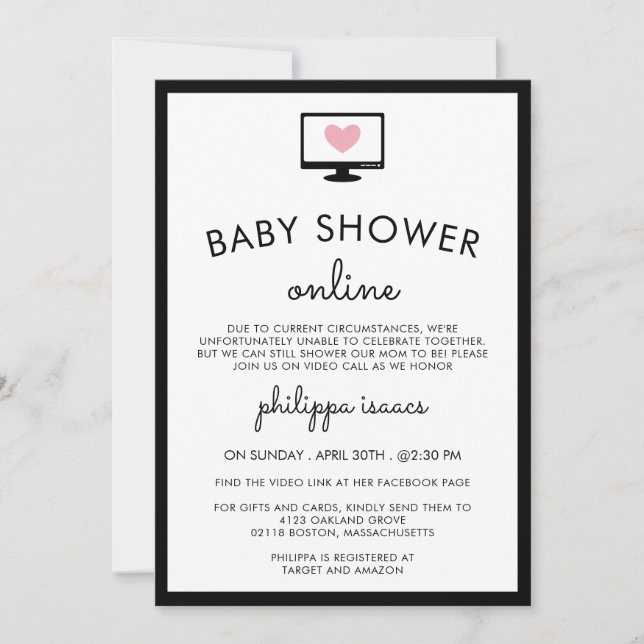 Minimalistisch Chic Virtual Baby Dusche Einladung (Vorderseite)