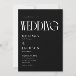 Minimalistisch Chic Wedding Black Einladung