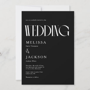 Minimalistisch Chic Wedding Black Einladung