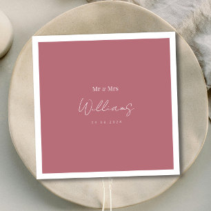 Minimalistisch Chic: White Lettering Rose Gold Wed Serviette
