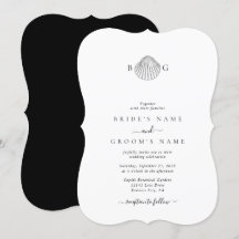 Minimalistisch Clam Seashell Monogram Wedding