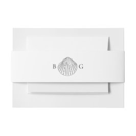 Minimalistisch Clam Seashell Monogram Wedding Einladungsbanderole