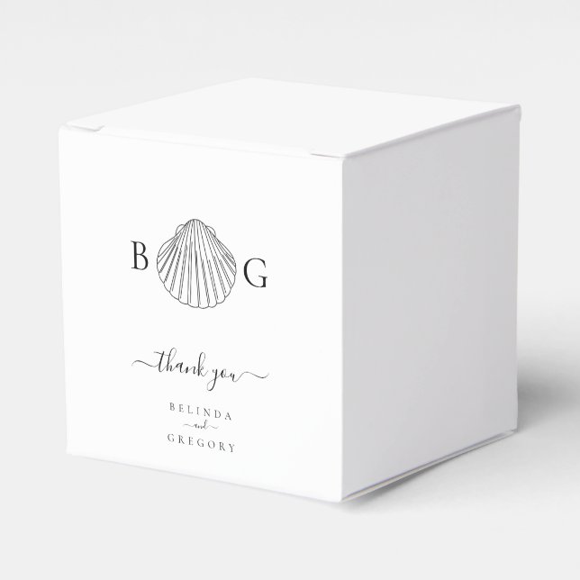 Minimalistisch Clam Seashell Monogram Wedding Geschenkschachtel (Vorderseite)