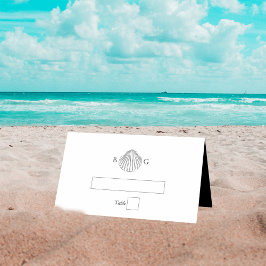 Minimalistisch Clam Seashell Monogram Wedding Platzkarte