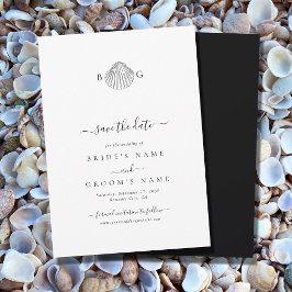 Minimalistisch Clam Seashell Monogram Wedding Save The Date
