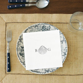 Minimalistisch Clam Seashell Monogram Wedding Serviette