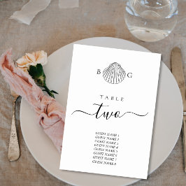 Minimalistisch Clam Seashell Monogram Wedding Tischnummer