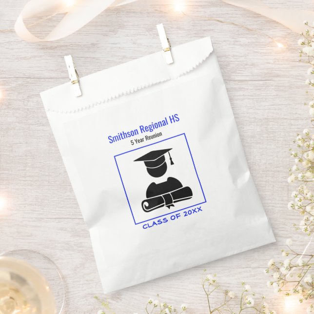 Minimalistisch Class Wiedersehen Black Bright Blue Geschenktütchen (Ausgeschnitten)