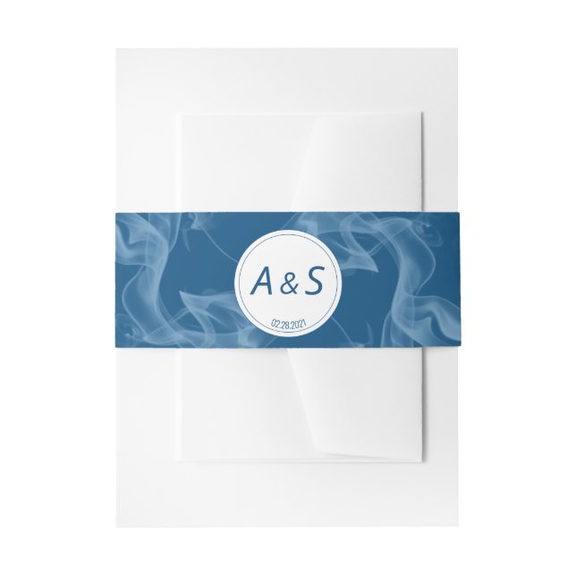 Minimalistisch Classic Blue Anfangsdatum Hochzeit Einladungsbanderole (Vorderseite Beispiel)