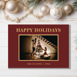 Minimalistisch Classic Holidays Rotes Foto und Buc Feiertagskarte