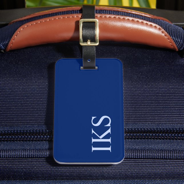 Minimalistisch Classic Mit Monogramm Dark Blue Gepäckanhänger (Vorderseite Insitu 2)
