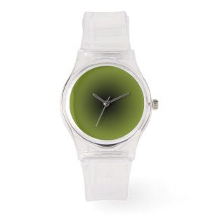 Minimalistisch Clear mit Schwarz und Wasabi Green Armbanduhr